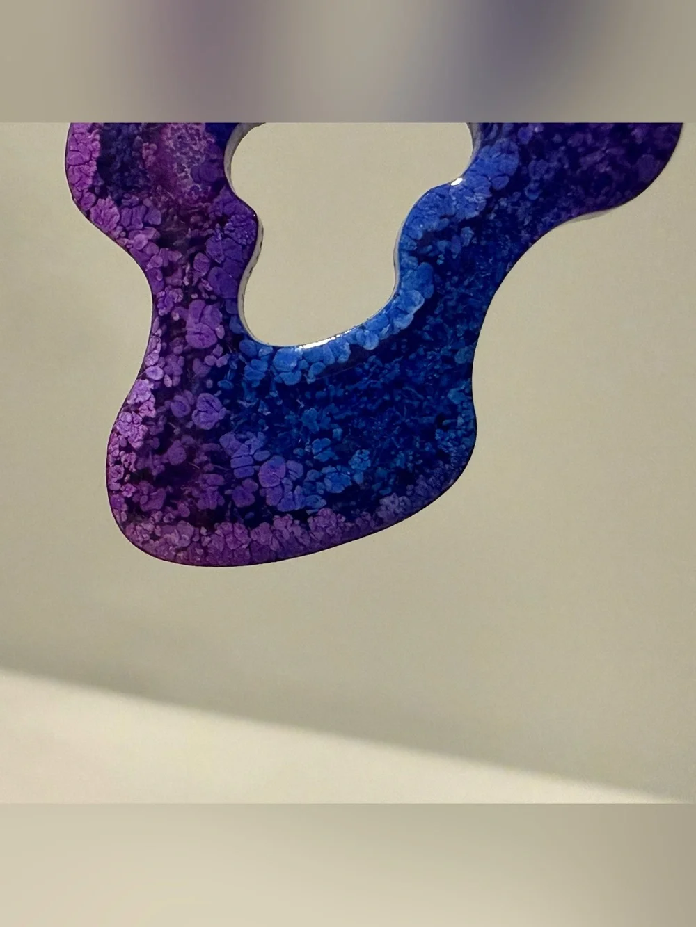 Handmade Blue Purple Resin Statement Earrings